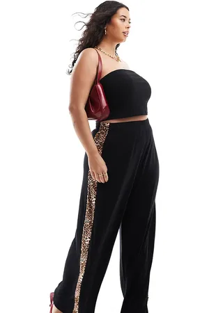 Yours Wide leg trouser with leopard detail in