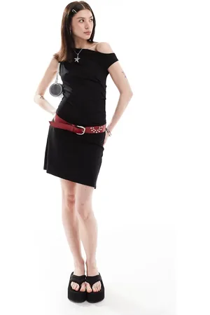 Weekday Hera asymmetric shoulder mini dress in