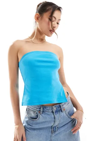 Kaiia Ribbed bandeau top in bright