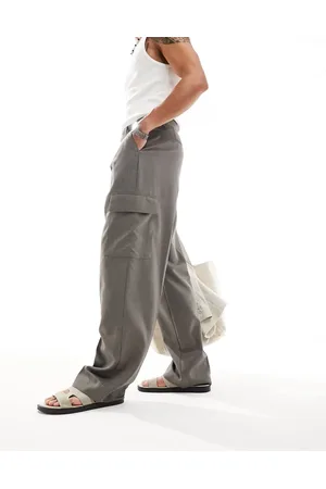 ASOS Smart wide leg cargo trousers in microtexture