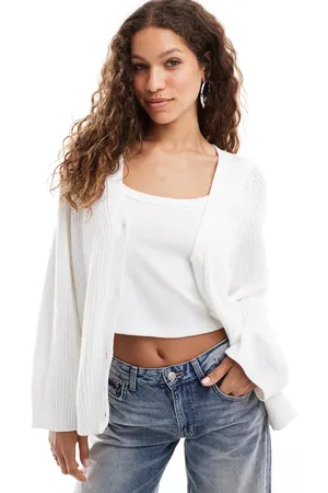 Monki Boxy fit rib knit cardigan in