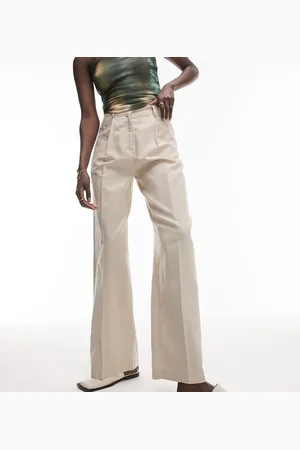 Topshop Co-ord linen-blend wide leg trouser in natural