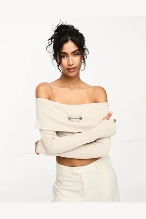 Sixth June Bardot crop top in grey
