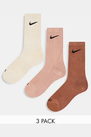 Nike Everyday Cushioned Plus 3 pack crew socks in brown
