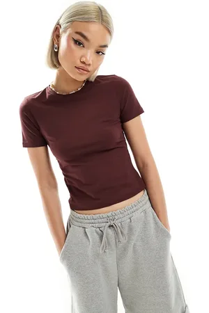Weekday Slim fit t-shirt in burgundy exclusive to ASOS