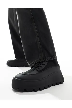 ASOS Chunky lace up sock boots in with badge detail