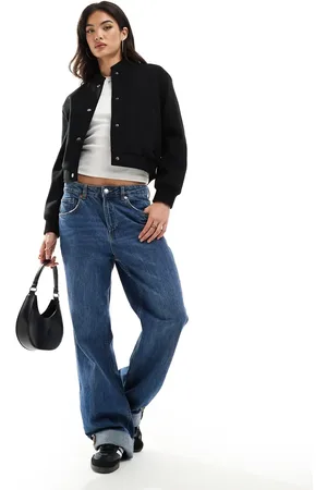 New Look Knitted cropped bomber jacket in