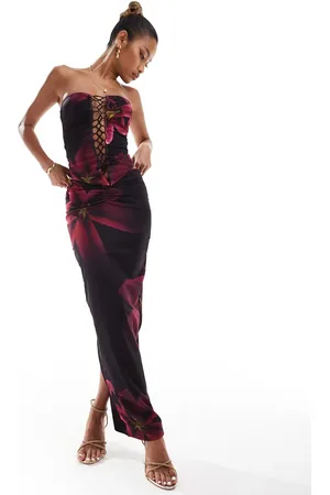 Murci Exclusive mesh maxi skirt co-ord in purple lily print