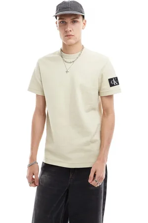 Calvin Klein Badge waffle t-shirt in sand