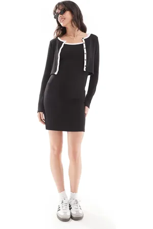 Pieces® Contrast cami mini dress co-ord in mono