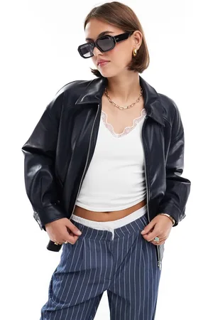ONLY Faux leather bomber jacket in