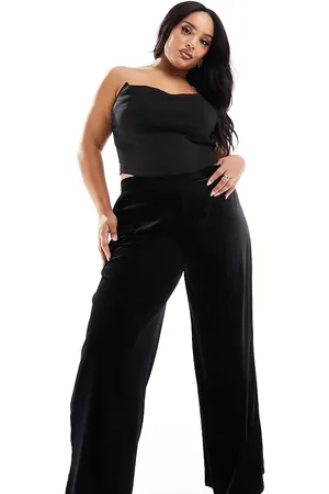 Yours Wide leg velvet trousers in