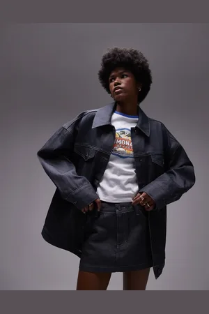 Topshop Denim longline balloon Jacket in raw