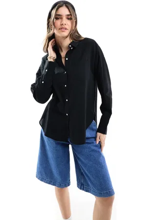 JJXX Linen blend long sleeve shirt in