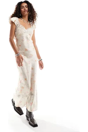 Free People Ditsy print v-neck maxi dress in cream