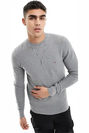 Tommy Hilfiger Rectangular structure crew neck jumper in medium heather