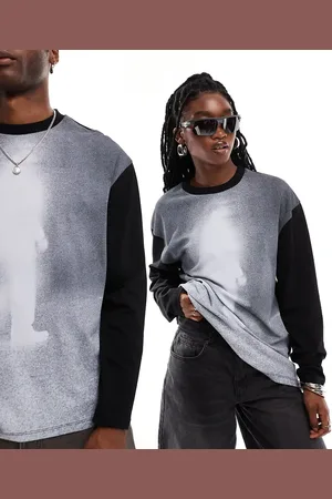 COLLUSION Unisex long sleeve graphic t-shirt with distorted photographic print