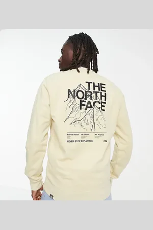 The North Face Mountain Outline back print sweatshirt in stone Exclusive at GRAVEL / TNF BLACK