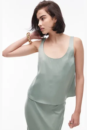 Topshop Co-ord scoop neck cami in summer khaki