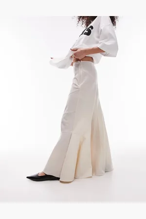 Topshop Tiered disjointed maxi skirt in ivory