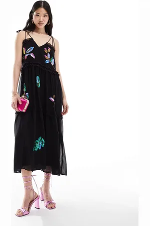 HOPE & IVY Cami smock midi dress with embellishment in
