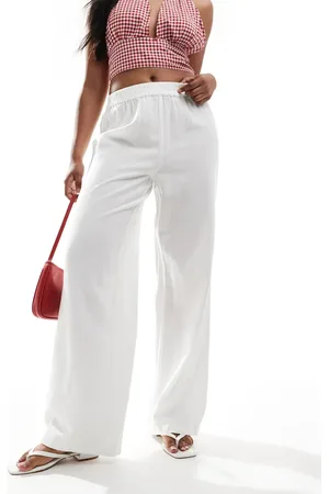 Pieces® Linen touch wide leg trouser in