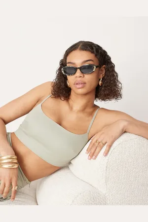ASOS Square neck cami crop top co-ord in dusky green
