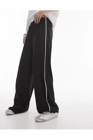 Topshop Crinkle plisse side stripe trouser in mono