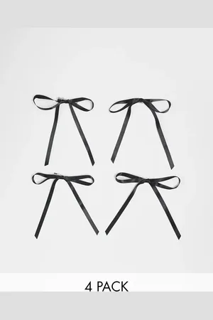 My Accessories Pack of 4 satin hair bows in