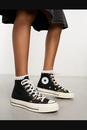 Converse Chuck Taylor 70 Hi trainers in with animal print detailing