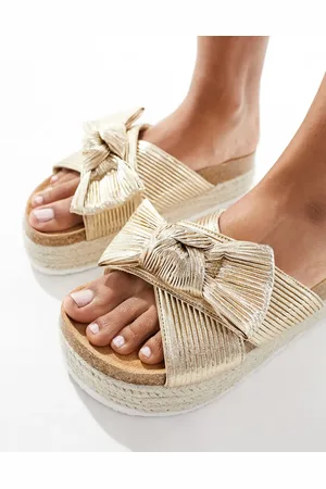 ASOS Thankful bow detail flatform sandals in