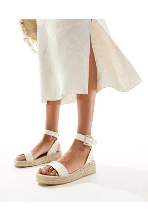 South Beach Linen two part espadrille sandals in cream