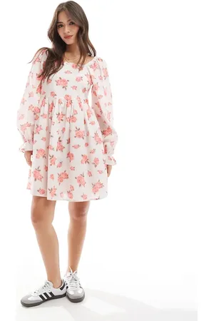 Y.A.S Y.A.S puff sleeve floral print mini dress in pink rose print