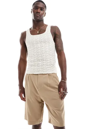 Only & Sons Loose fit pleated tailored short in beige