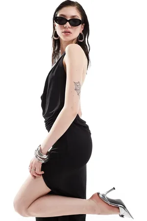 The Kript Halter neck Y2K maxi dress with faux leather strap