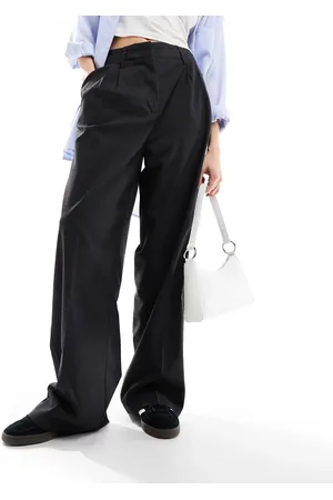 Bershka Double waistband wide leg tailored trousers in