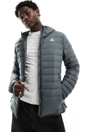 adidas Adidas Outdoor Varilite padded hooded jacket in grey
