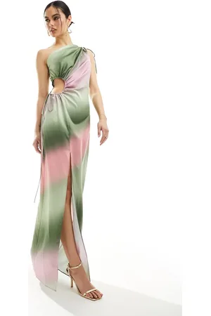 Style Cheat One shoulder satin midaxi dress in ombre effect