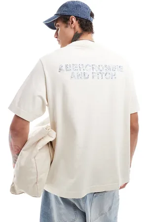 Abercrombie & Fitch Trapped pattern back logo oversized fit t-shirt in cream