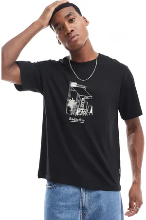 JACK & JONES Oversized t-shirt with radio row cafe chest print in