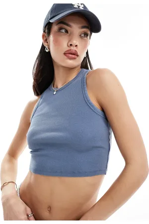 New Look Cropped acid racer vest in indigo