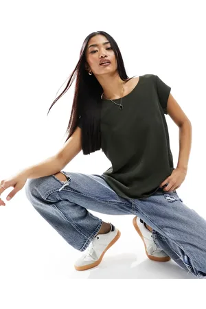 ONLY Zip back blouse in dark khaki