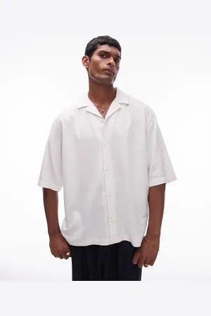 Topman Short sleeve boxy linen blend shirt in ecru