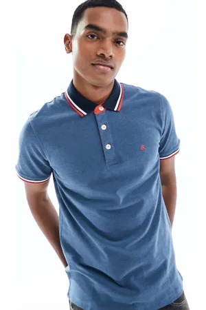 JACK & JONES Essentials slim fit tipped pique logo polo in