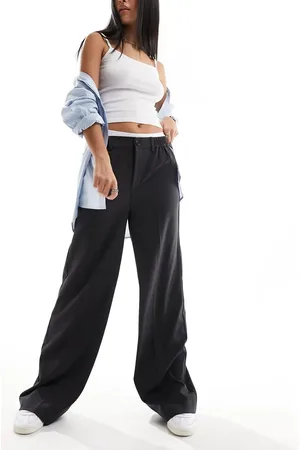 Pieces® Tailored wide leg trousers in charcoal