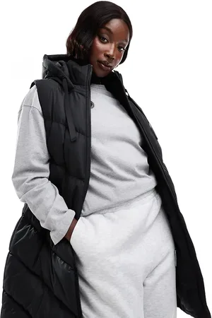 Threadbare Plus longline padded gilet with hood in