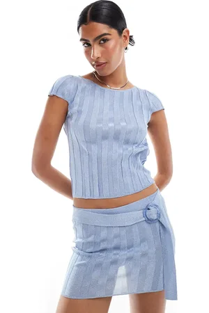 MANGO Lurex stripe low back co-ord t-shirt in