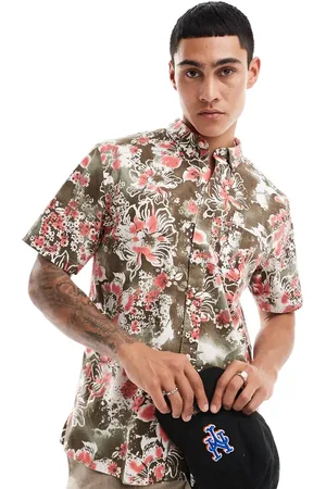 Pretty Green Tropical floral print short sleeve shirt in