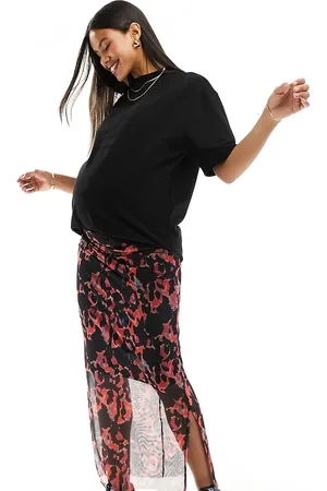 Mama;licious Mamalcious Maternity abstract mesh maxi skirt in abstract print