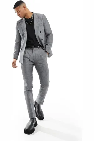 Gianni Feraud Slim fit suit trousers in herringbone and white